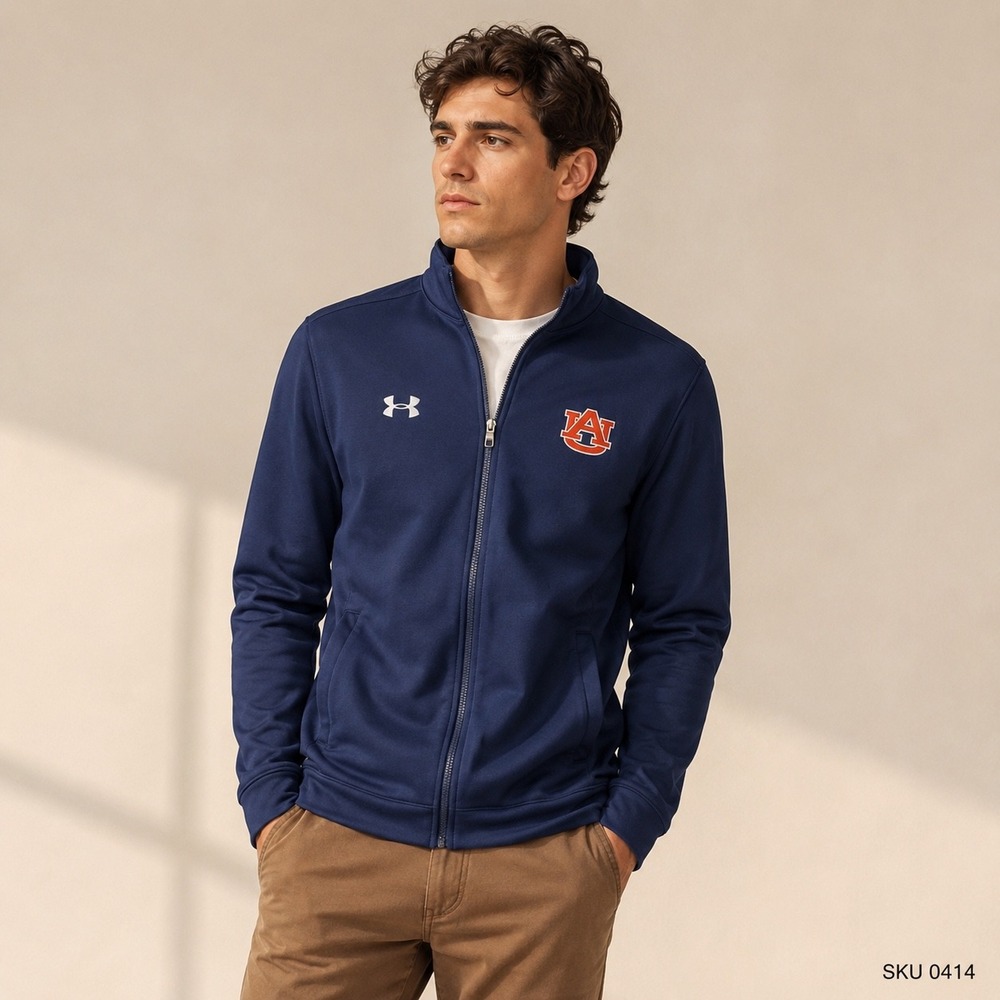 Under Armour Auburn Tigers Mens Navy Blue Full Zip Track Jacket Storm 0414